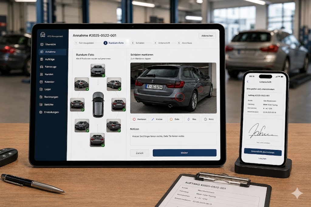 Foto-Doku am Auto — Smartphone-App mit Rundum-Aufnahme bei Annahme und Übergabe