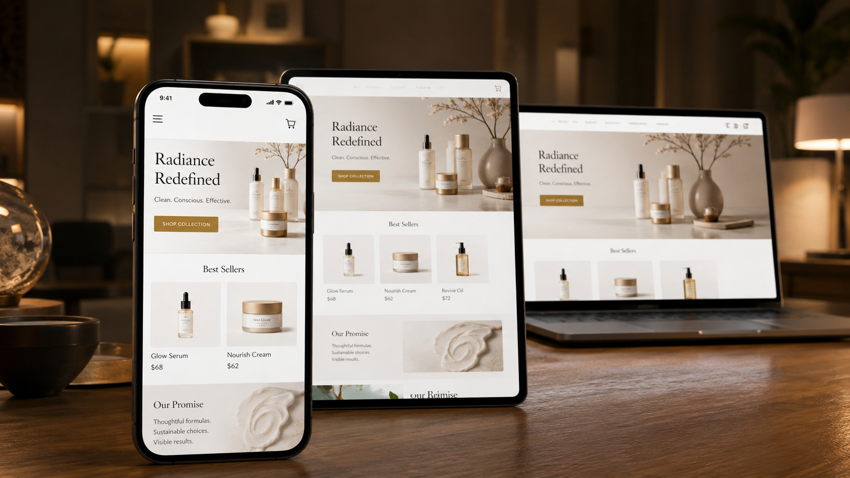 Webseite auf Smartphone — vertikale Navigation, große Klick-Flächen, schnelle Ladezeit